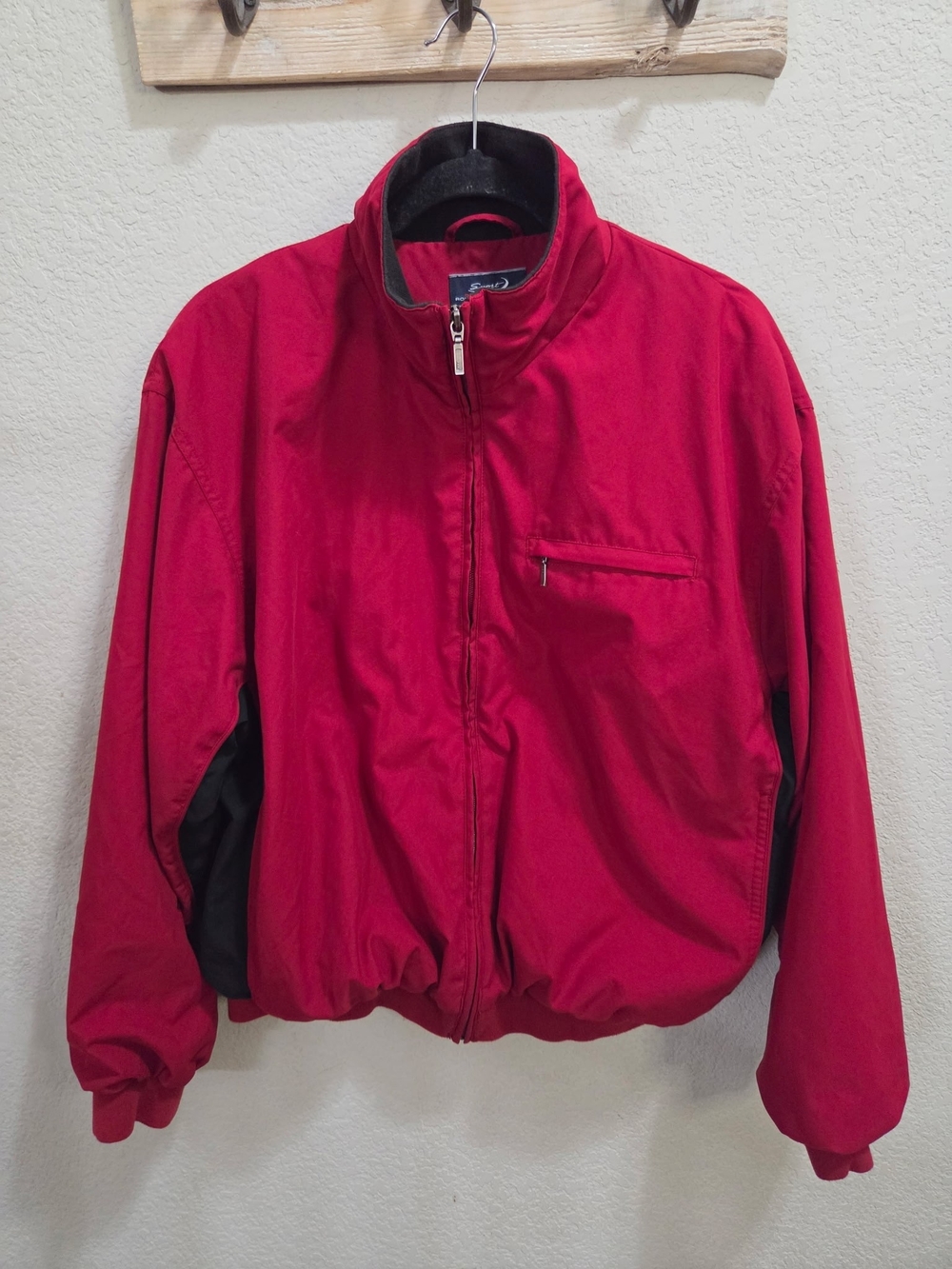 Roundtree & Yorke Red Bomber Jacket with Black Side Panels